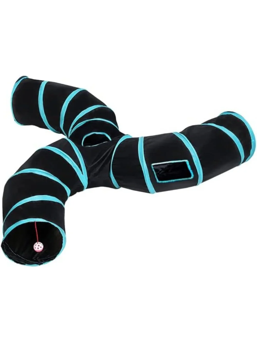 Large 3-Way Cat Tunnel with Peek Holes - Collapsible Interactive Play Toy for